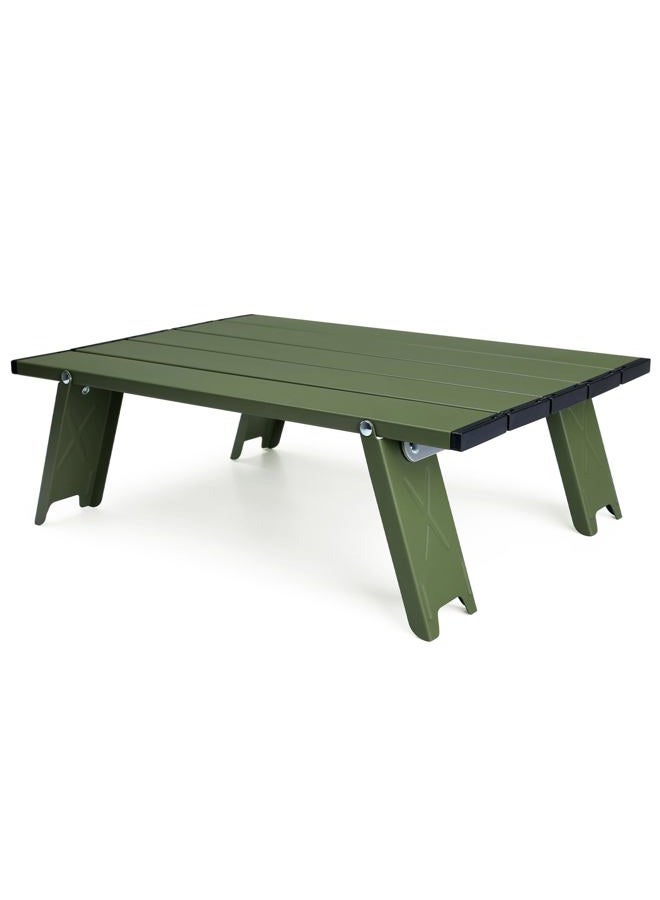 Outplea Mini Camping Table, Portable Outdoor Small Folding Table with Carry Bag, Ultralight Aluminum Roll Up Beach Table for Camping Picnic Tailgate Tent, Green - Image 1