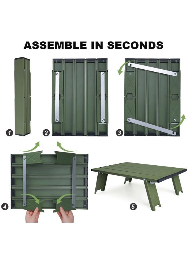 Outplea Mini Camping Table, Portable Outdoor Small Folding Table with Carry Bag, Ultralight Aluminum Roll Up Beach Table for Camping Picnic Tailgate Tent, Green - Image 4