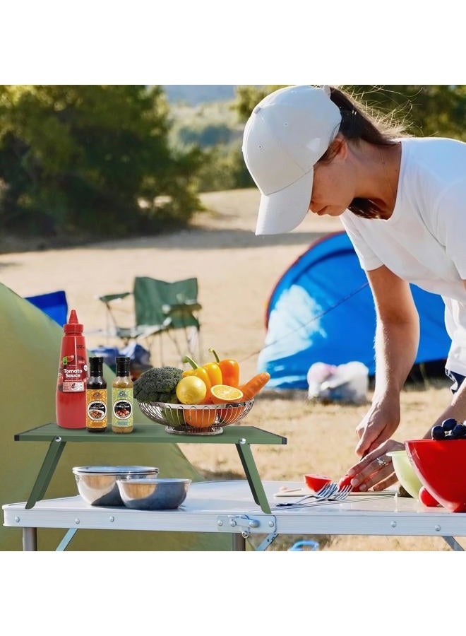 Outplea Mini Camping Table, Portable Outdoor Small Folding Table with Carry Bag, Ultralight Aluminum Roll Up Beach Table for Camping Picnic Tailgate Tent, Green - Image 3