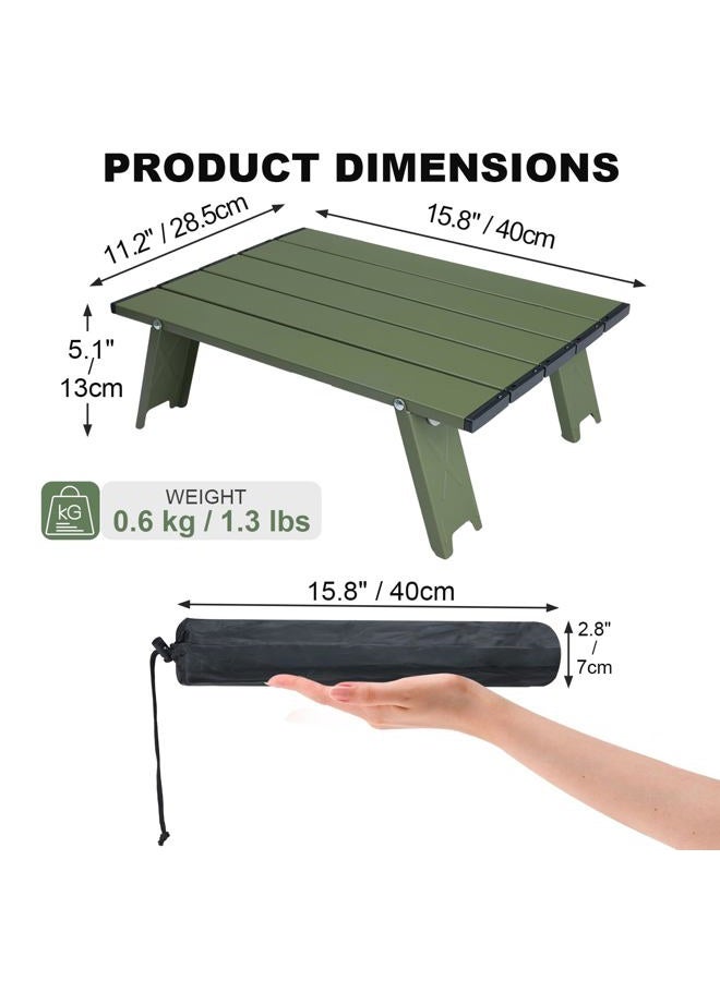 Outplea Mini Camping Table, Portable Outdoor Small Folding Table with Carry Bag, Ultralight Aluminum Roll Up Beach Table for Camping Picnic Tailgate Tent, Green - Image 2
