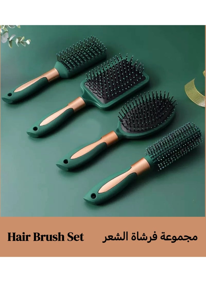 4 Pcs Hair Brush Set,Anti Static Massage Oval Comb,Detangling Brush Round Hair Brush Vent Hair Brush,Flexible Soft Pin Bristles for Long Thick Curly Wavy Dry Damaged Hair - Image 1