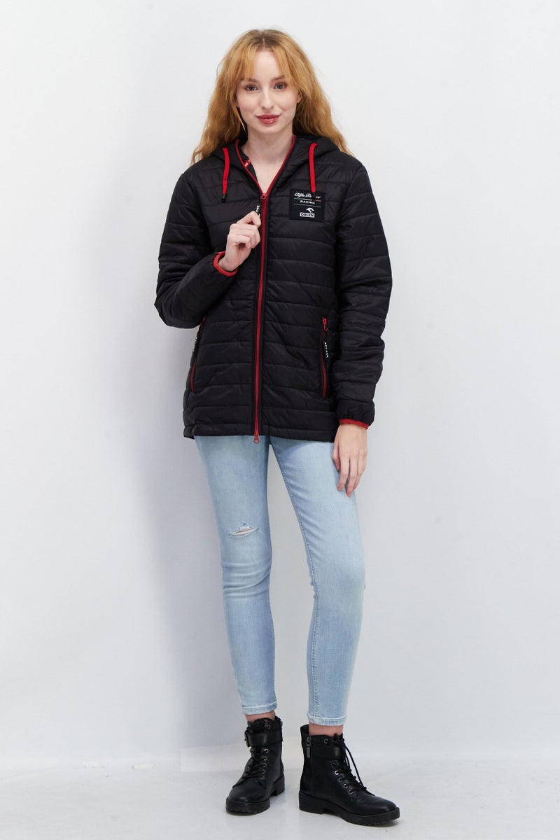 Alfa Romeo Women Full Zip Long Sleeves Windbreaker Jacket, Black - Image 3