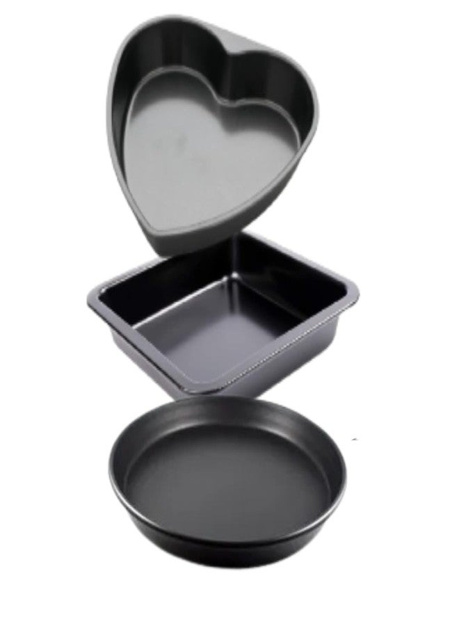 Marhaba Traders 22cm Non-Stick Heart and Square loaf/Bread/Cake Moulds Along with 23 cm Pizza pan Tray, Baking Tool Mold Set of 3 - Image 1