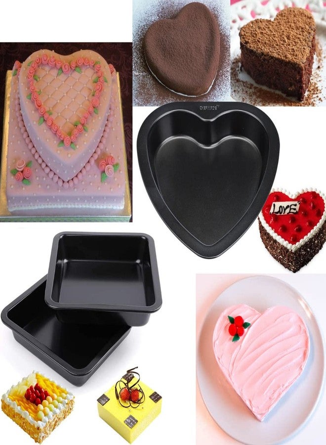 Marhaba Traders 22cm Non-Stick Heart and Square loaf/Bread/Cake Moulds Along with 23 cm Pizza pan Tray, Baking Tool Mold Set of 3 - Image 4
