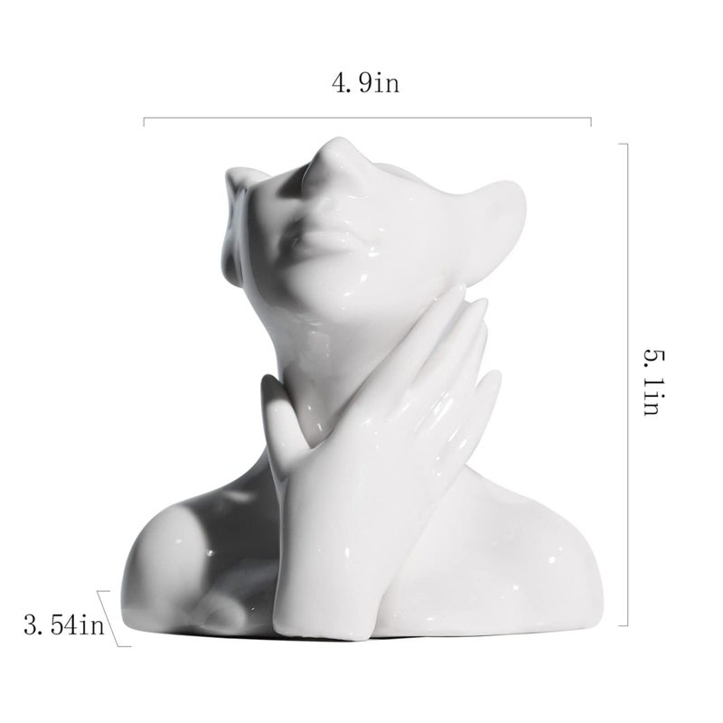 BrownLove XSMXLNKWL Ceramic Face Vase White Flower Vase for Decor, Female Face Vase Art, Modern Decorative Vase Centerpiece for Table, Shelf, Living Room, Office, Bedroom, Small - Image 5