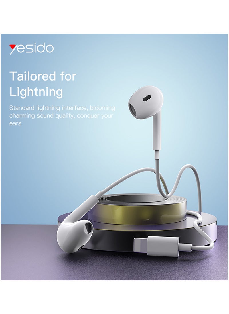 Yesido - Yesido YH37 Original 3.5mm In Ear Earphone 3D Stereo Sound Strong Bass Mobile Phone Wired Earbuds - White - Image 1