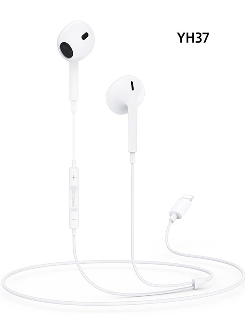 Yesido - Yesido YH37 Original 3.5mm In Ear Earphone 3D Stereo Sound Strong Bass Mobile Phone Wired Earbuds - White - Image 1