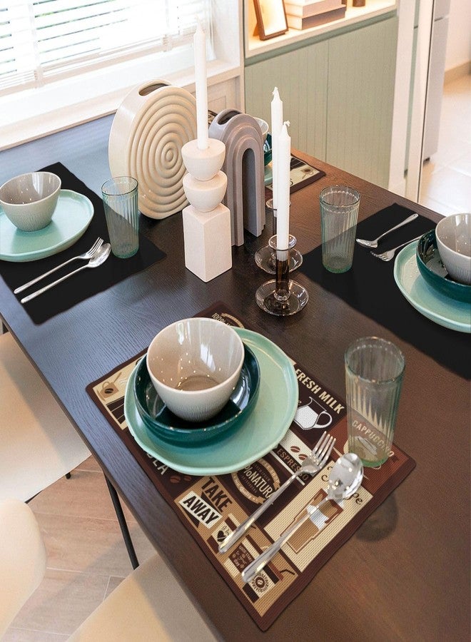 SENRUEGT Coffee Table Placemats Set, Hot Mocha Latte Milk Typography on Scribble Backdrop, Set for Dining Table Decor 4 PCS, Cafe-2 - Image 5