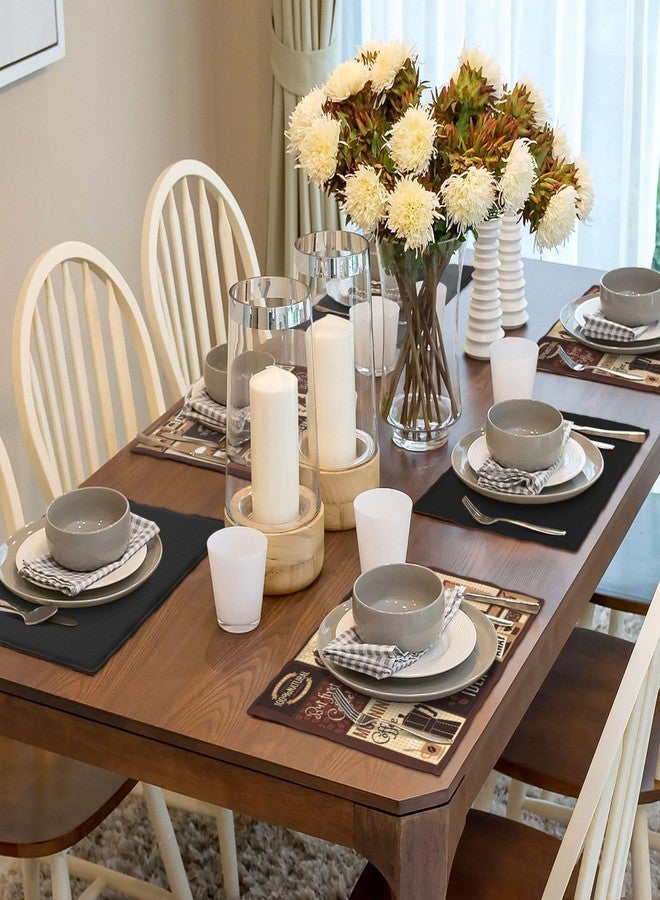 SENRUEGT Coffee Table Placemats Set, Hot Mocha Latte Milk Typography on Scribble Backdrop, Set for Dining Table Decor 4 PCS, Cafe-2 - Image 4