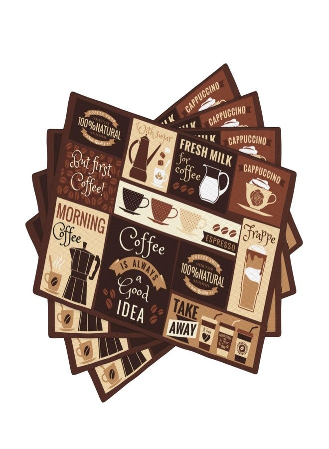 SENRUEGT Coffee Table Placemats Set, Hot Mocha Latte Milk Typography on Scribble Backdrop, Set for Dining Table Decor 4 PCS, Cafe-2 - Image 1