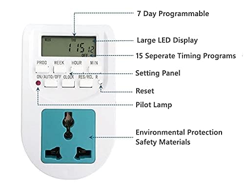 Maxwell 230V 24x7 Energy Saving Socket PlugType Digital Programmable Timer - Image 4