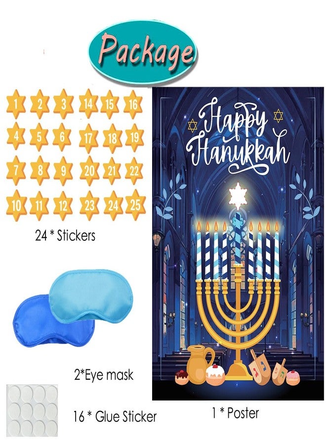 Roscid Hanukkah Games Pin The Star On The Menorah Chanukah Party Pin The Star Games Chanukah Activities Holiday Plays 2 Eyemasks 24 Stickers for Birthday Travel Road Trip - Image 5