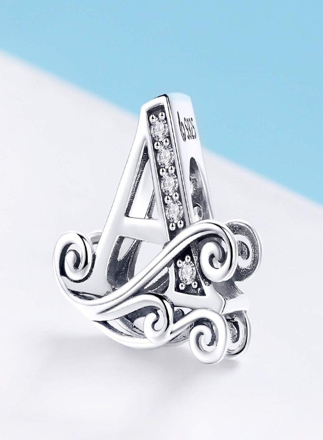 BISAER 925 Sterling Silver Initial Letter A Charms for Bracelets Alphabet Beads Charm Jewelry Gifts - Image 4