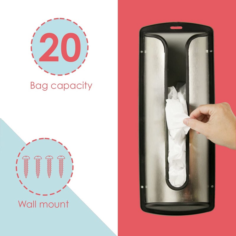 Home Basics Kitchen Plastic Bag Organizer (Single Pack) Silver, By Home Basics | Metal and Plastic Baggie Organizer | Wall-Mounted Bag Dispenser For Plastic Bags | Installation Hardware Included - Image 2