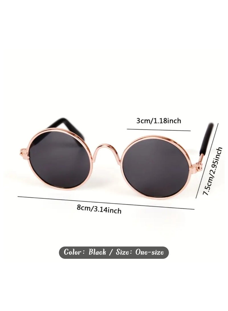 A.M Cat Dog Sunglasses Funny Pet Glasses Round Metal Cat Classic Retro Sunglasses Pet Hippie Cute Dog Cat Cosplay Party Costume Photo Props - Image 2