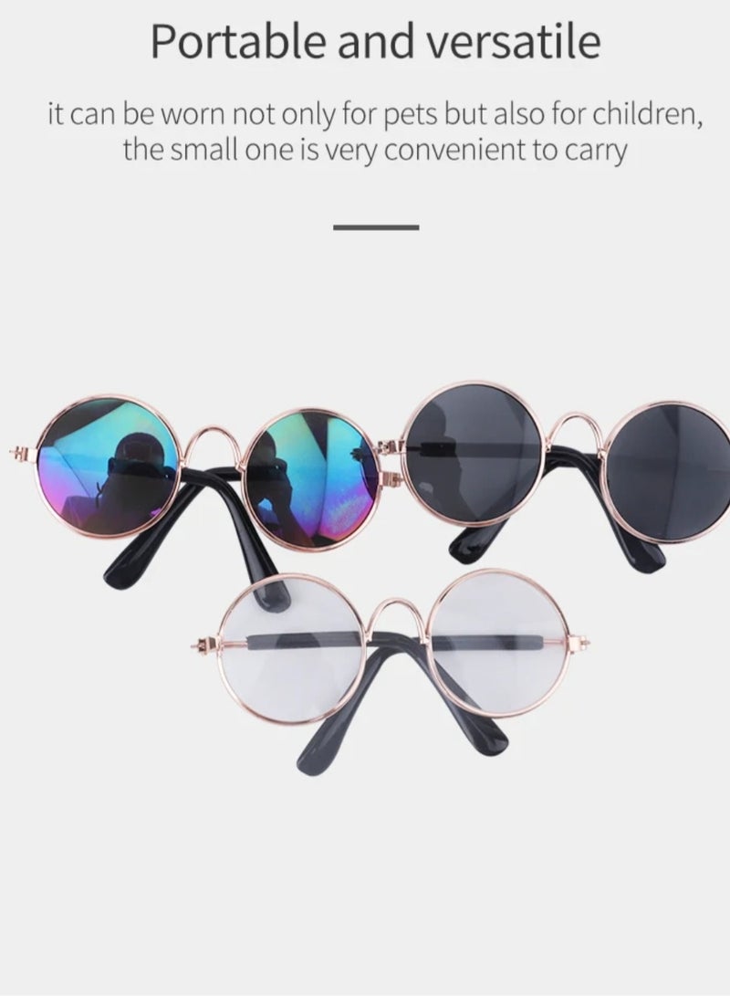 A.M Cat Dog Sunglasses Funny Pet Glasses Round Metal Cat Classic Retro Sunglasses Pet Hippie Cute Dog Cat Cosplay Party Costume Photo Props - Image 5