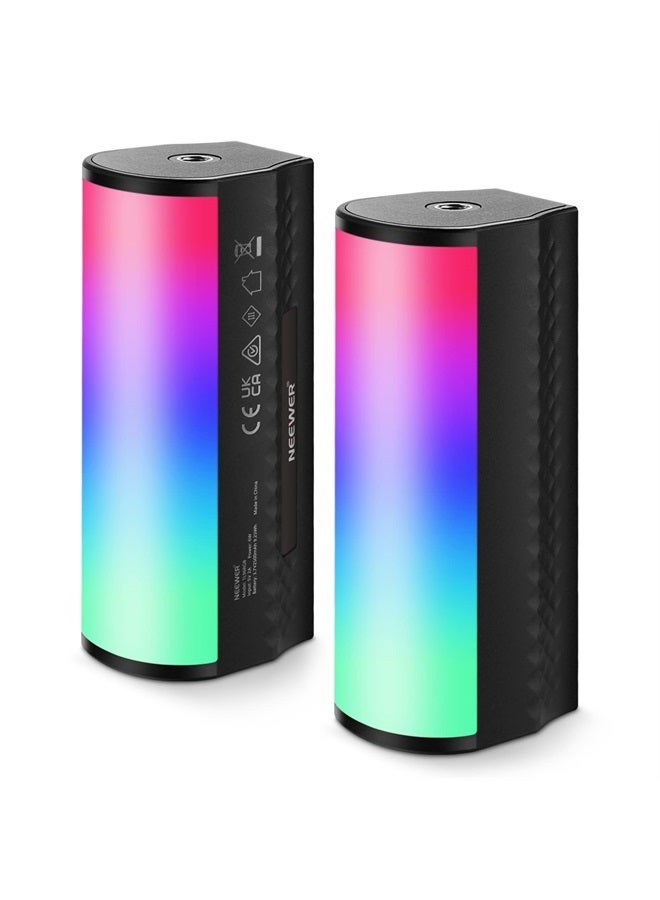 NEEWER 2 Pack Magnetic Handheld Light Wand, 360° Full RGB Mini LED Video Light Stick with 2500mAh Rechargeable Battery,2500-8500K Dimmable Camera Tube Light for Photography TikTok YouTube Vlog,TL96RGB - Image 1
