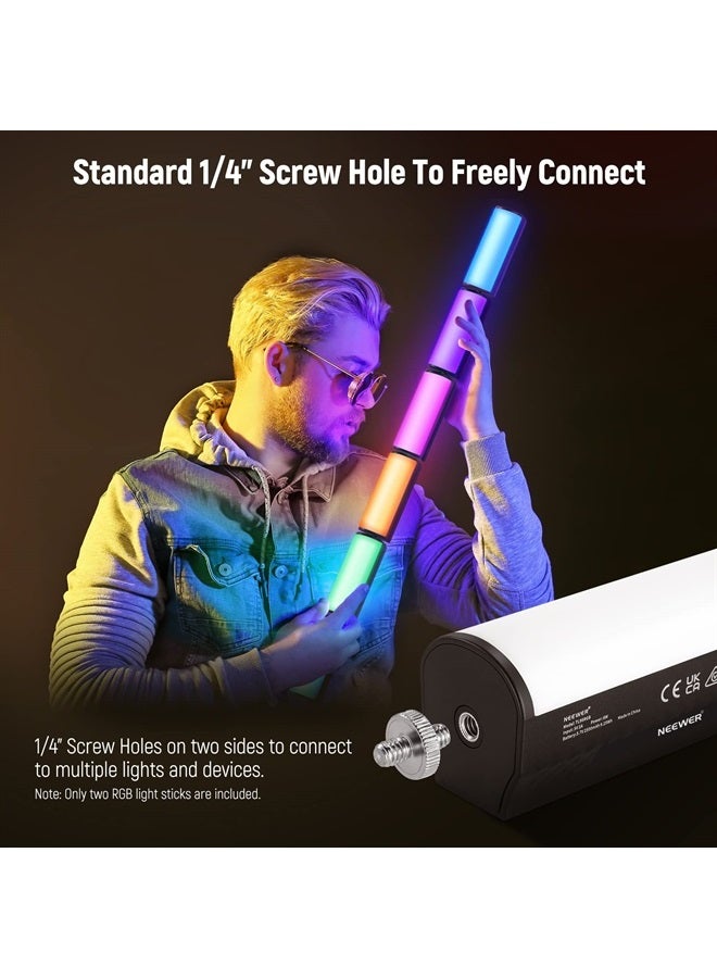 NEEWER 2 Pack Magnetic Handheld Light Wand, 360° Full RGB Mini LED Video Light Stick with 2500mAh Rechargeable Battery,2500-8500K Dimmable Camera Tube Light for Photography TikTok YouTube Vlog,TL96RGB - Image 5