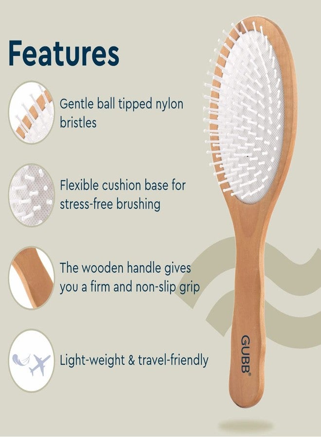 غوب فرشاة شعر بيضاوية من GUBB لفك تشابك الشعر وتصفيفه | تُملس الشعر المجعد وتفك تشابكه | فك تشابك الشعر المبلل أو الجاف بسرعة وسهولة | تقلل من تكسر الشعر وتعزز نموه | مناسبة لجميع أنواع الشعر | فرشاة شعر للرجال والنساء (ألوان خشبية) - Image 4
