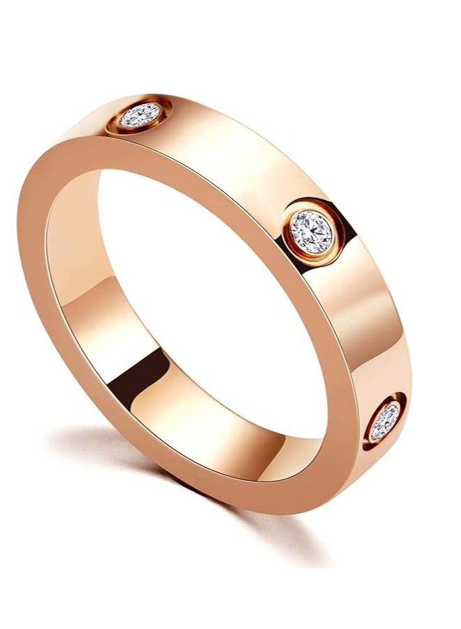 PAVOI 18K Rose Gold Plated Cubic Zirconia Promise Ring for Women – Stainless Steel Love Friendship Wedding Band Gift - Size 9 - Image 1