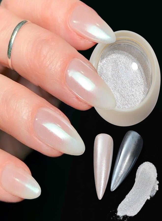 bolt bee Magic White Pearl Chrome Nail Powder Nails Art Powder Holographic Ice Transparent Aurora - Image 3