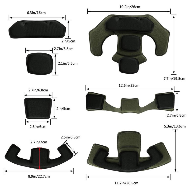Generic Yzpacc Tactical Helmet Pads,Universal Replacement EX Helmet Internal Memory Foam Pad Protective Mat for ACH MICH Team Wendy FMA EXF Helmet (Black&Green)  - Image 2