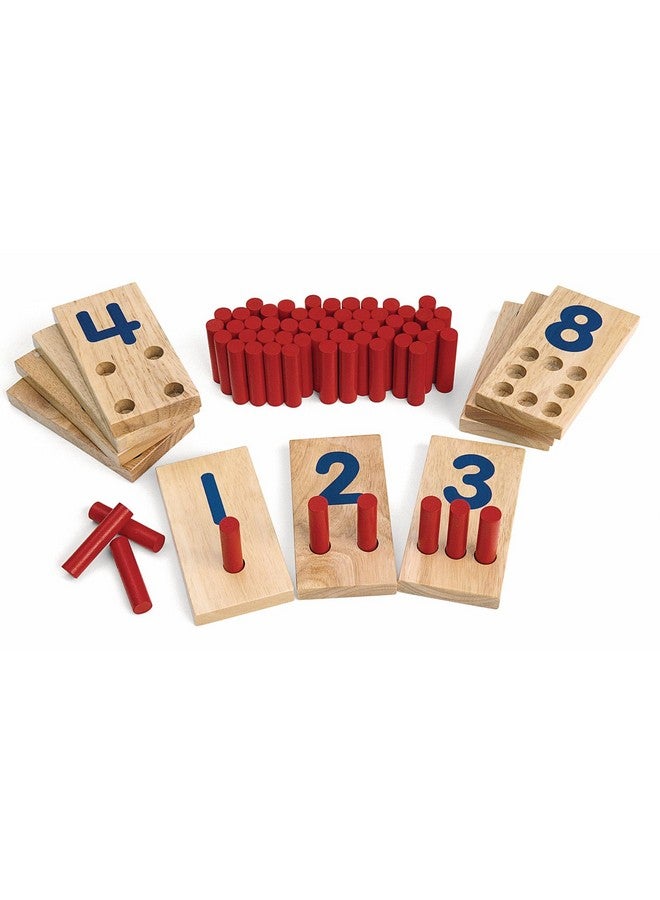 Excellerations Peg Number Board, Included: 10 Rubberwood Boards + 55 Wood Pegs + Storage Bag, Montessori Math Materials, Learning Manipulatives, Counting for Kids, Reggio Emilia Classroom Essentials - Image 1