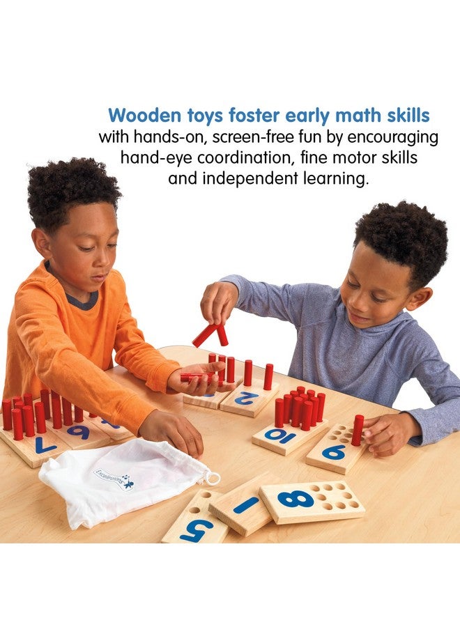 Excellerations Peg Number Board, Included: 10 Rubberwood Boards + 55 Wood Pegs + Storage Bag, Montessori Math Materials, Learning Manipulatives, Counting for Kids, Reggio Emilia Classroom Essentials - Image 3