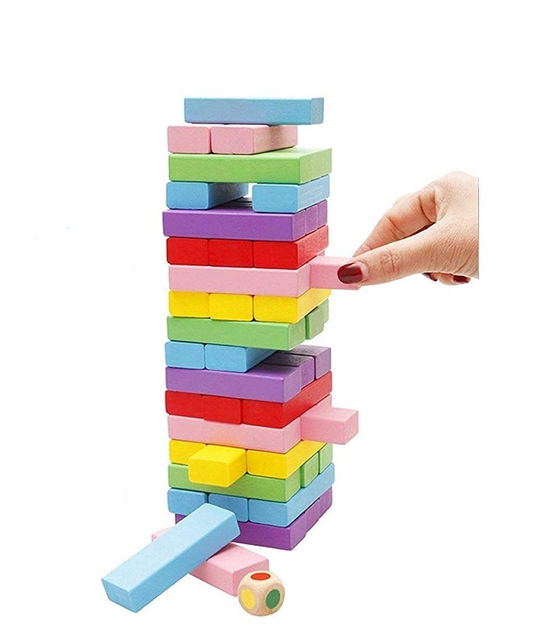 Storio Toys & Games Tumbling Tower Game for Kids and Adults, Wooden Blocks with Dices Game|Stacking Game Challenging Dice Game Maths Game - Image 4