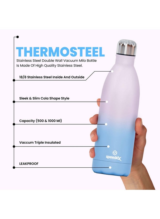 Speedex Thermos Bottle - 1000 ML Vacuum Insulated Stainless Steel for Kids, Men, Women - Thermosteel Bottle Ideal for School, Office, Travel Flask for Hot & Cold Beverages - Dual Pink Blue Colour - Image 4