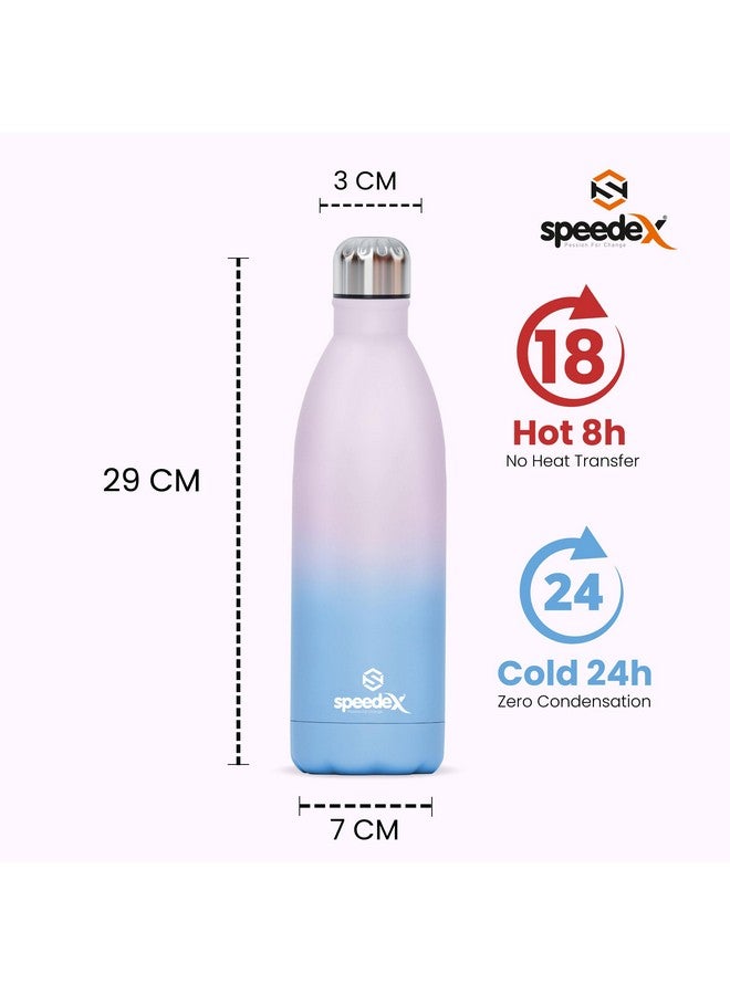 Speedex Thermos Bottle - 1000 ML Vacuum Insulated Stainless Steel for Kids, Men, Women - Thermosteel Bottle Ideal for School, Office, Travel Flask for Hot & Cold Beverages - Dual Pink Blue Colour - Image 2