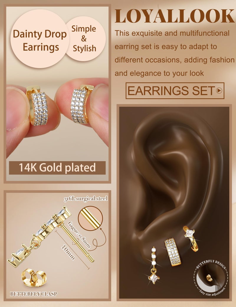 LOYALLOOK Silver Plated Earrings for Women Hypoallergenic - Surgical Stainless Steel Stud Hoop Earring Stacks Cute Ear Cuff Chain Cartilage Earring Sets for Multiple Piercing Trendy Jewelry - Image 4