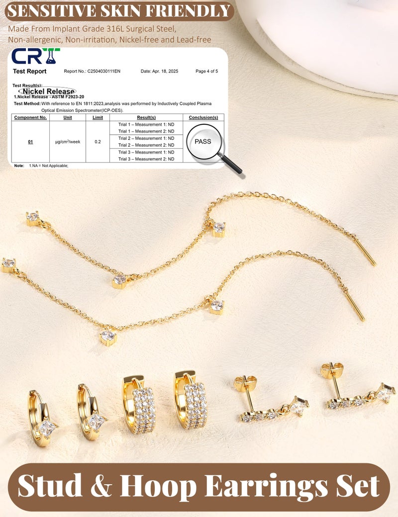 LOYALLOOK Silver Plated Earrings for Women Hypoallergenic - Surgical Stainless Steel Stud Hoop Earring Stacks Cute Ear Cuff Chain Cartilage Earring Sets for Multiple Piercing Trendy Jewelry - Image 5