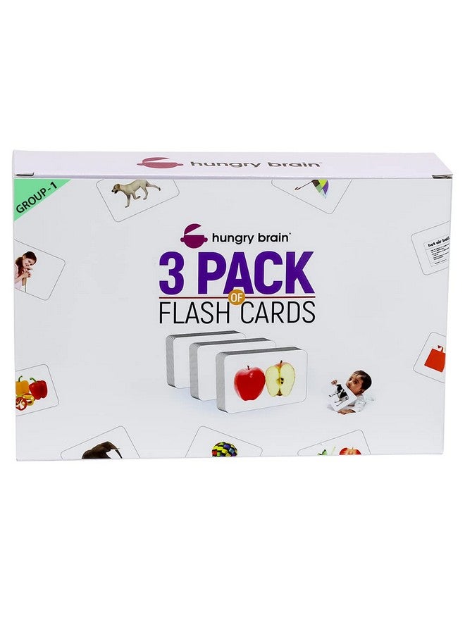 Hungry Brain My First Pack of 3A Flash Cards for Toddlers, 72 Cards - 144 Sides, Fruits, Vegetables, Body Parts, Montessori, Educational, Kindergarten, Preschool Learning Activities, Gifts, Kids, 1-4 Years Babies  - Image 1