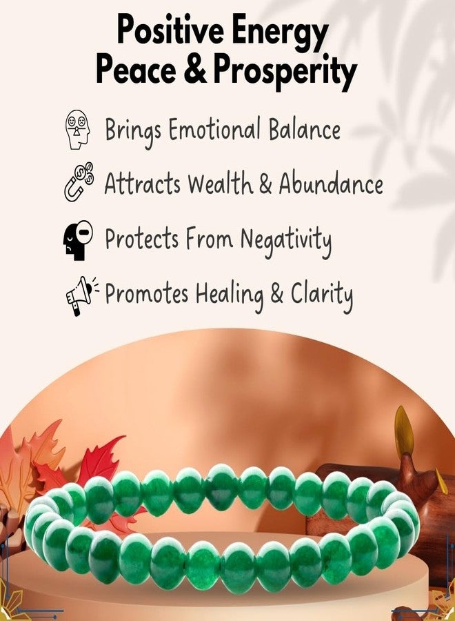 Plus Value Natural Green Jade Bracelet 6mm Beads Jade Stone Bracelet to Attract Money, Wealth, Reiki Healing Crystal for Men, Women (Jute Bag) - Image 2