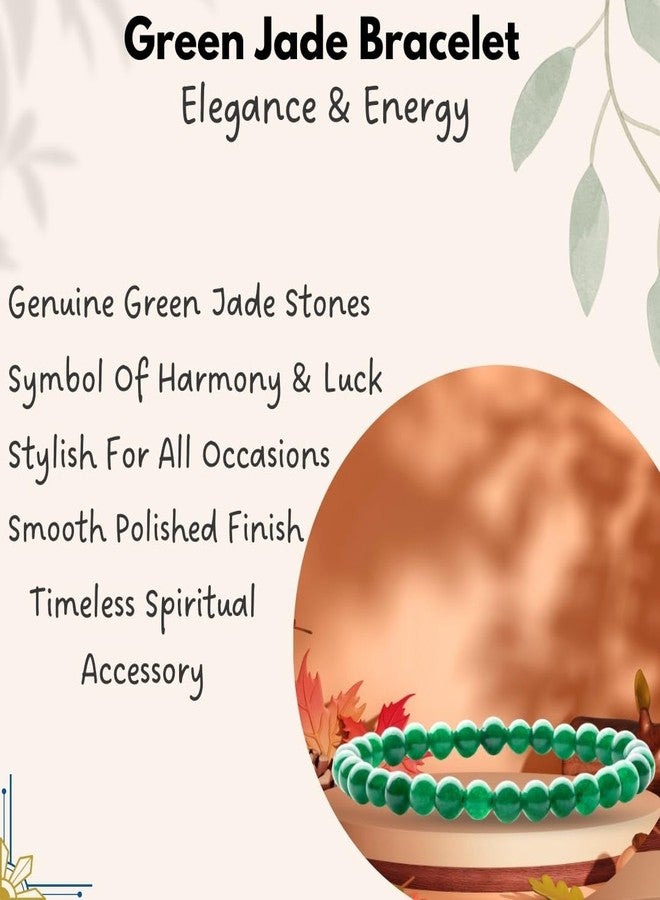 Plus Value Natural Green Jade Bracelet 6mm Beads Jade Stone Bracelet to Attract Money, Wealth, Reiki Healing Crystal for Men, Women (Jute Bag) - Image 5