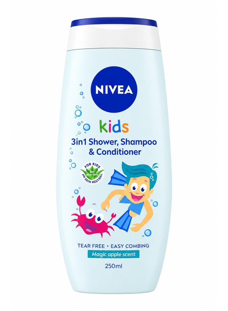 Kids 3in1 Shower & Shampoo Bath Bio Aloe Vera Apple Scent 250ML