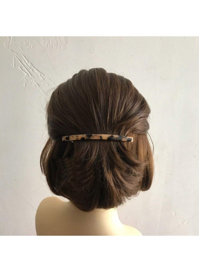 DonLeeving Luckycivia 2 Pack Hair Barrette, Long and Thin Handmade Celluloid Onyx Hair Clip, Elegant Automatic Hair Clip, Barrette Ponytail Holders for Women/Girls - 4 Inches - Image 4