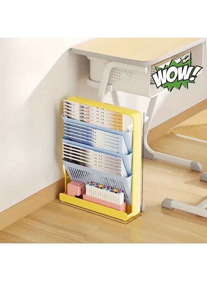 3 Tier Cream White Mobile Storage Cabinet With Casters Space Saving Bookcase Organizer - Image 5