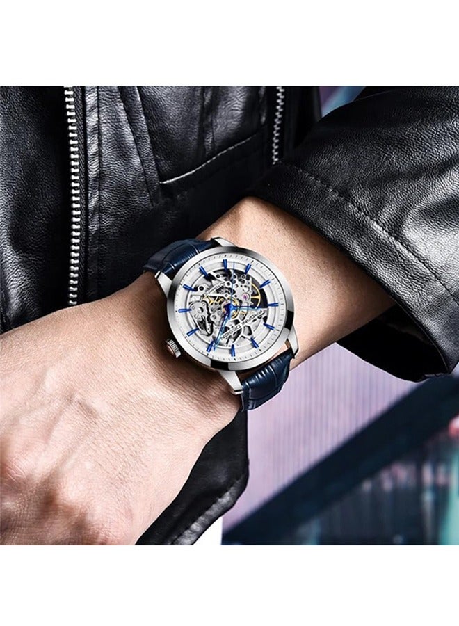 باغاني ديزاين 1638 ساعة رجالي 43 مللي متر الهيكل العظمي الرجال التلقائي الياقوت الزجاج مرآة علبة من الفولاذ المقاوم للصدأ حزام من الجلد الساعات الرياضية الفاخرة - Image 2