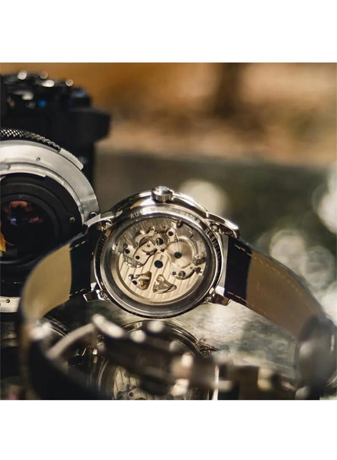 باغاني ديزاين 1638 ساعة رجالي 43 مللي متر الهيكل العظمي الرجال التلقائي الياقوت الزجاج مرآة علبة من الفولاذ المقاوم للصدأ حزام من الجلد الساعات الرياضية الفاخرة - Image 5