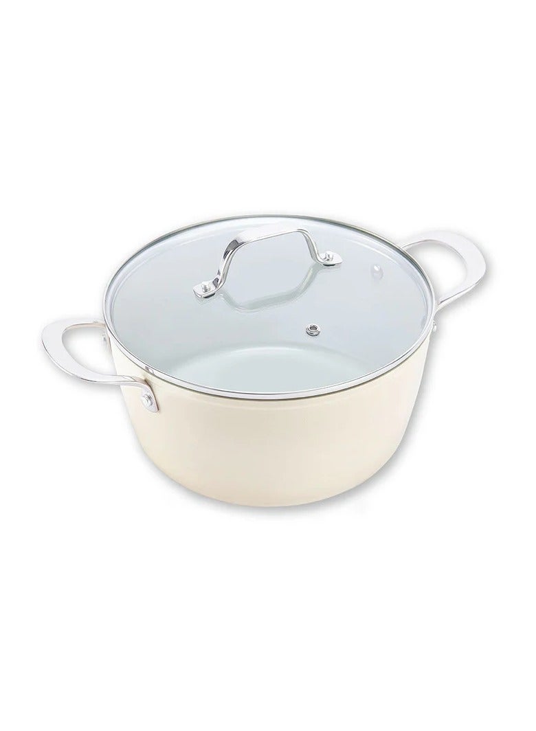 Cosmic Cosmo Non-Stick Casserole: Glass Lid & Ceramic Coating with Effortless Cooking - Cream  - Image 1