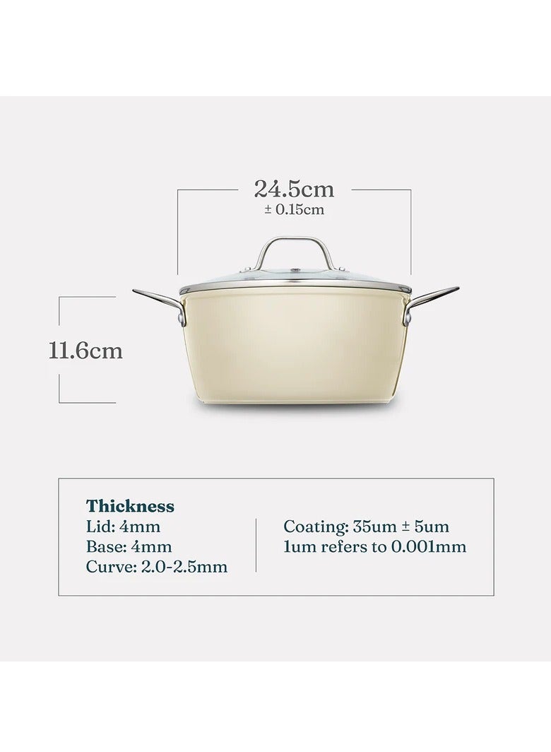 Cosmic Cosmo Non-Stick Casserole: Glass Lid & Ceramic Coating with Effortless Cooking - Cream  - Image 3