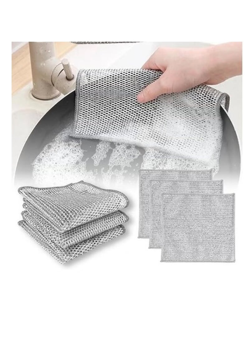 Generic Non-Scratch Multi-Functional Wire Dish Scrubber, Steel Wire Dish Cleaning Towel, Multi-Purpose Wire Cloth for Wet and Dry Cleaning, Scrubbing and Cleaning Dishes, Sinks, Stovetops (6pcs)  - Image 1