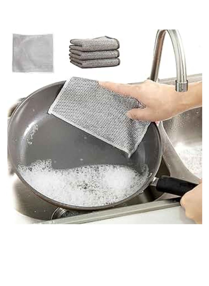 Generic Non-Scratch Multi-Functional Wire Dish Scrubber, Steel Wire Dish Cleaning Towel, Multi-Purpose Wire Cloth for Wet and Dry Cleaning, Scrubbing and Cleaning Dishes, Sinks, Stovetops (6pcs)  - Image 2