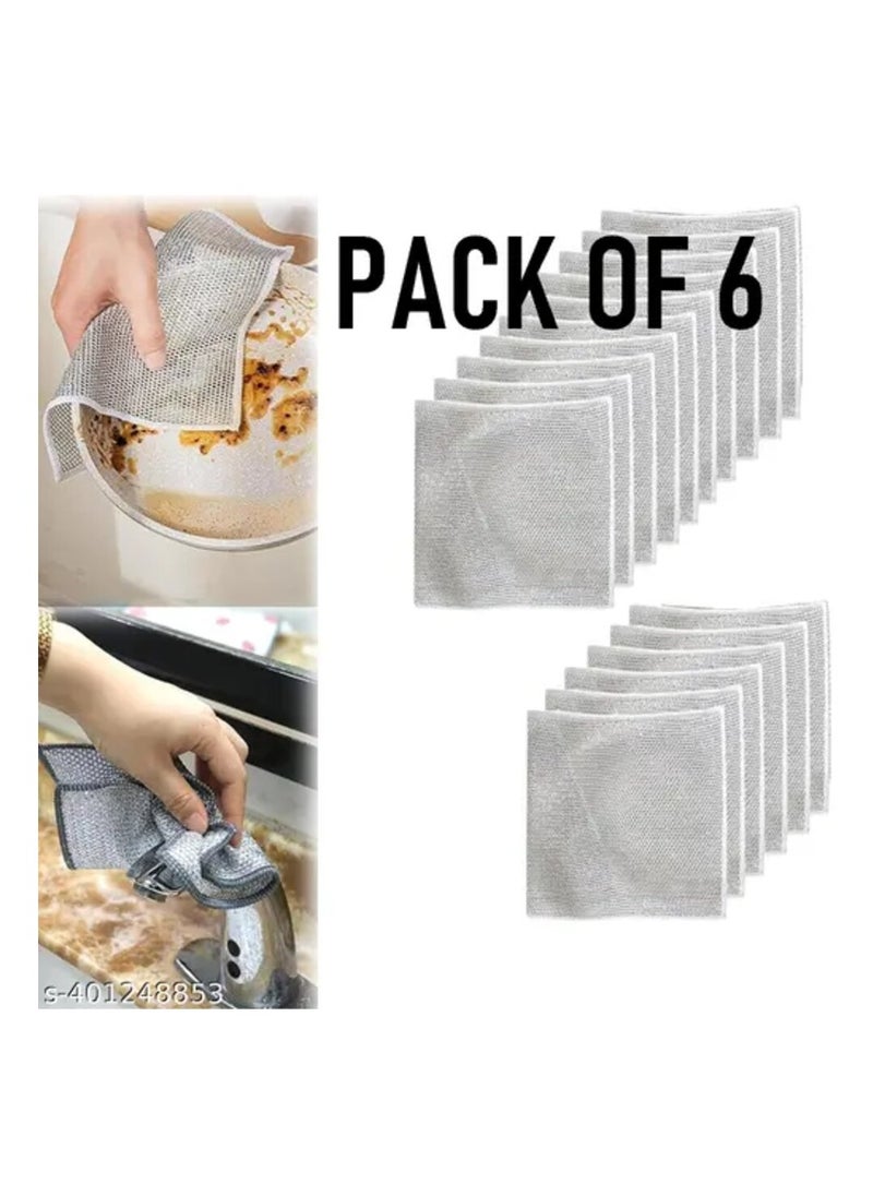 Generic Non-Scratch Multi-Functional Wire Dish Scrubber, Steel Wire Dish Cleaning Towel, Multi-Purpose Wire Cloth for Wet and Dry Cleaning, Scrubbing and Cleaning Dishes, Sinks, Stovetops (6pcs)  - Image 3