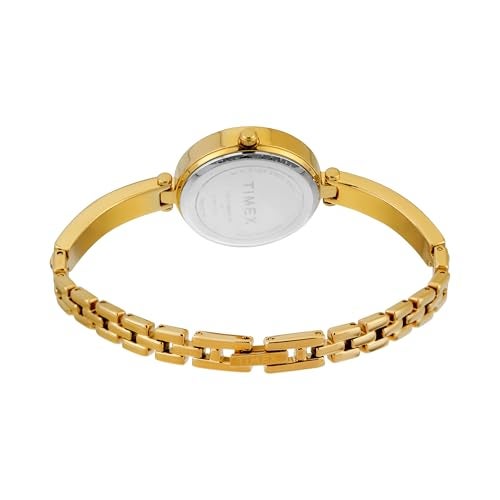TIMEX Analog Watch for Women with Mother of Pearl Green Round Dial & Gold Brass Bracelet Band Water Resistant Women's Wrist Watches - TWEL200SMU03 - Image 4