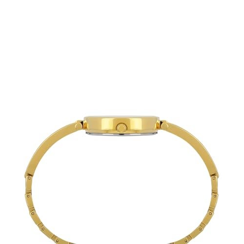 TIMEX Analog Watch for Women with Mother of Pearl Green Round Dial & Gold Brass Bracelet Band Water Resistant Women's Wrist Watches - TWEL200SMU03 - Image 2