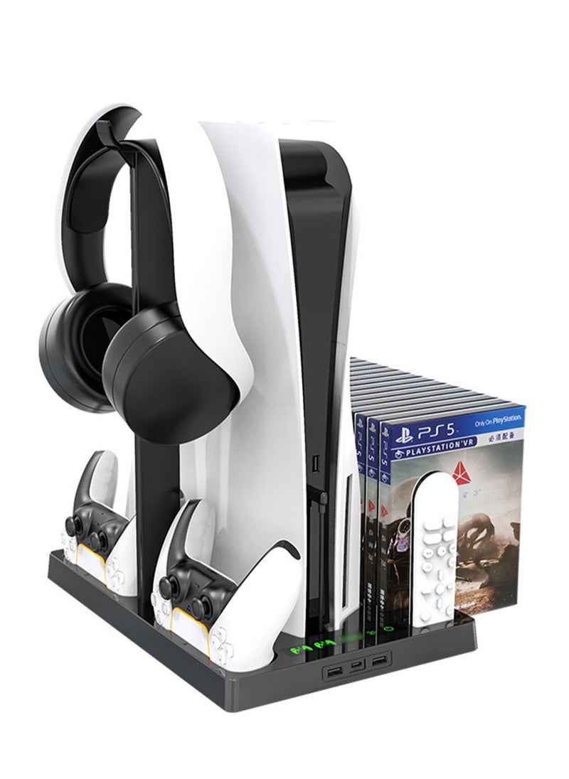 MissTiara - PS5 Touch Screen Vertical Cooling Stand for PS5 Digital Edition/Ultra HD Console Charging Station Dock with PS5 Headset Holder and 15 Game Slots - Image 1