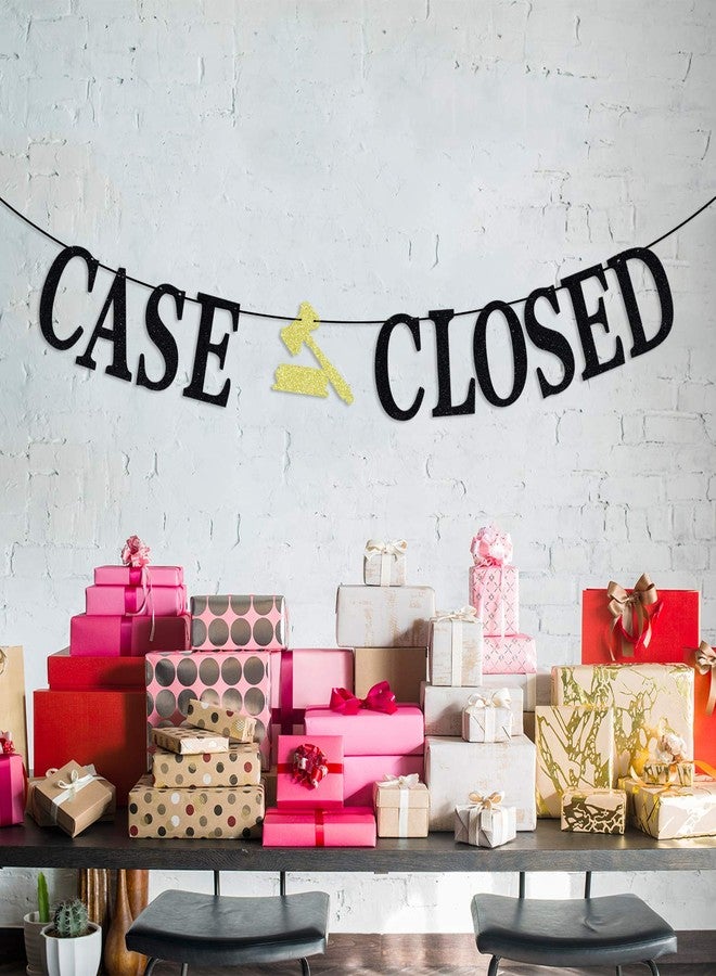 Hotmoon Case Closed Banner - Congrats Lawyer/Born to Argue/Passed The Bar - Law School Survivor Graduation Party Decorations Supplies, Black Glitter - Image 3
